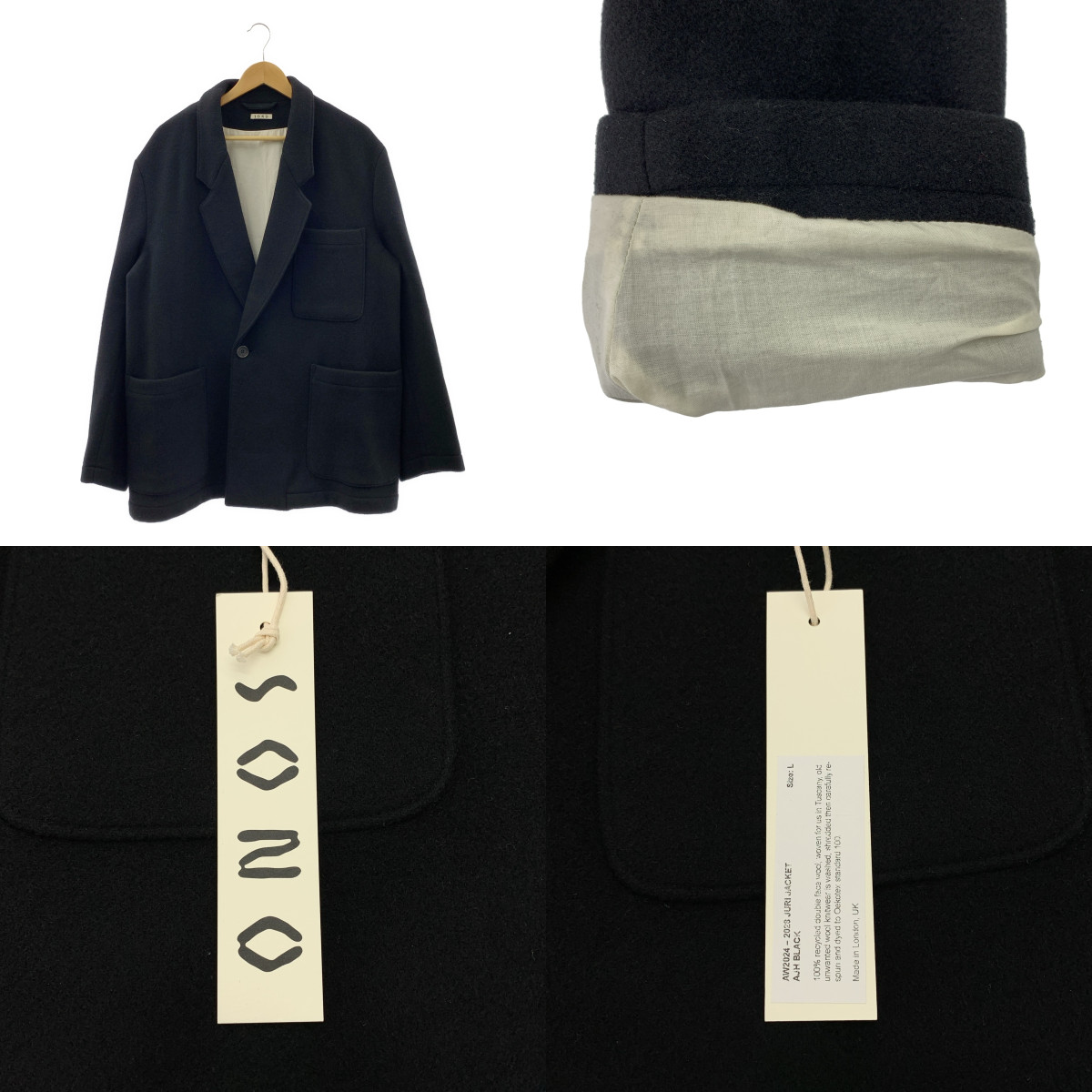 SONO / ソノ JURI JACKET / ウール オーバーシルエット シングルブレスト ジャケット / 総裏地