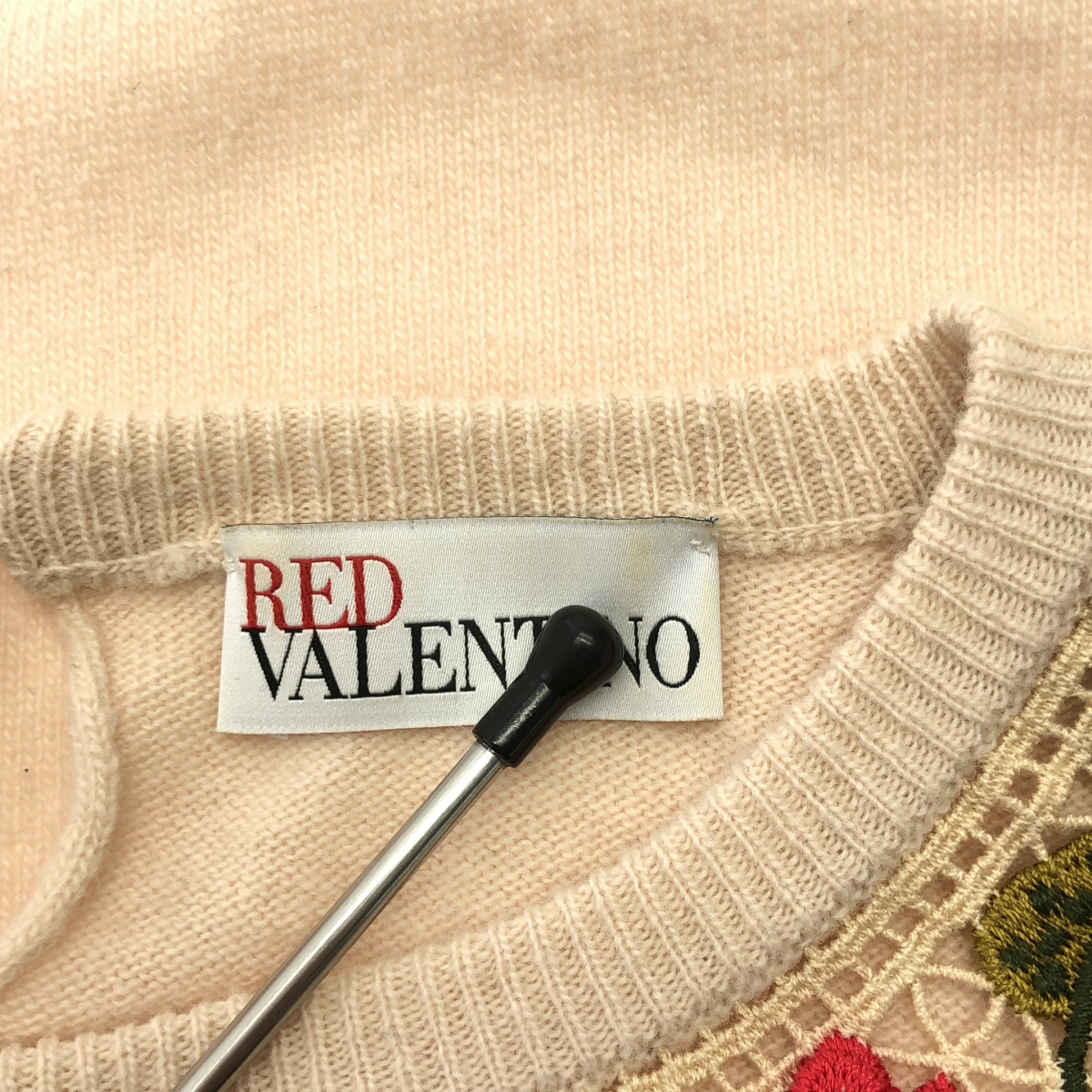 RED VALENTINO / レッドヴァレンティノ フラワー刺しゅう レース 切替 ウールニット