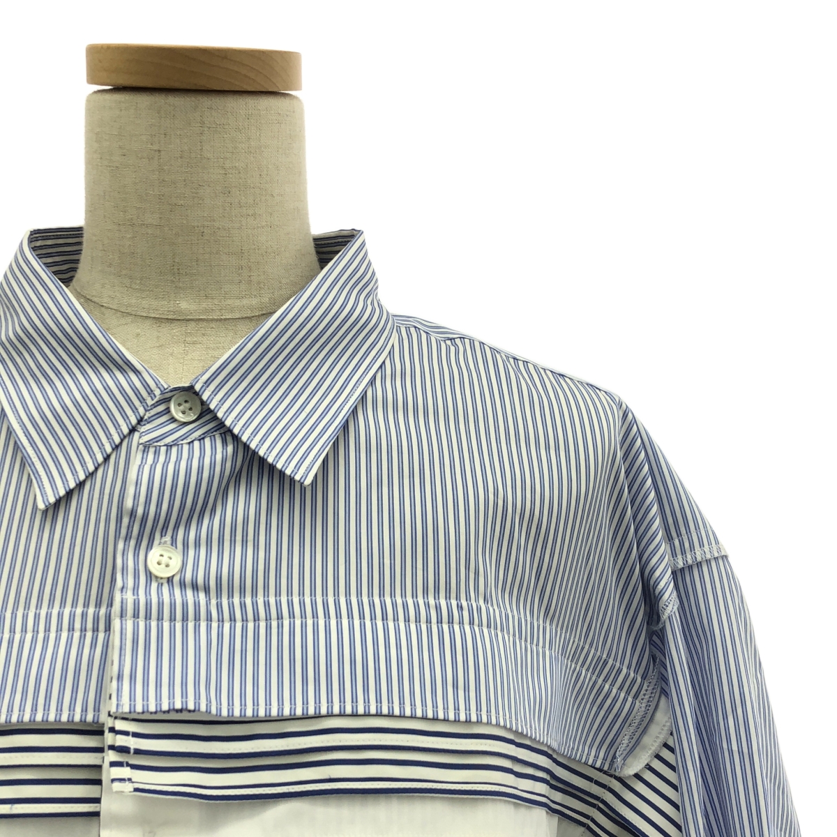 COMME des GARCONS SHIRT / コムデギャルソンシャツ コットン 変形 ストライプ ドット オーバー シャツ ブラウス