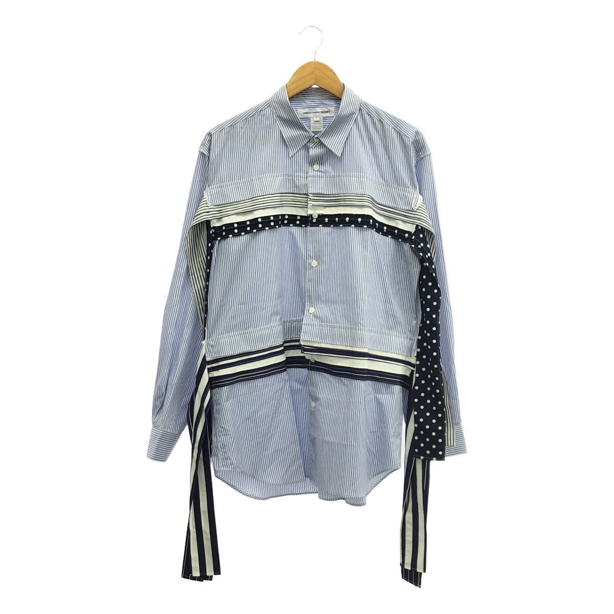 COMME des GARCONS SHIRT / コムデギャルソンシャツ コットン 変形 ストライプ ドット オーバー シャツ ブラウス