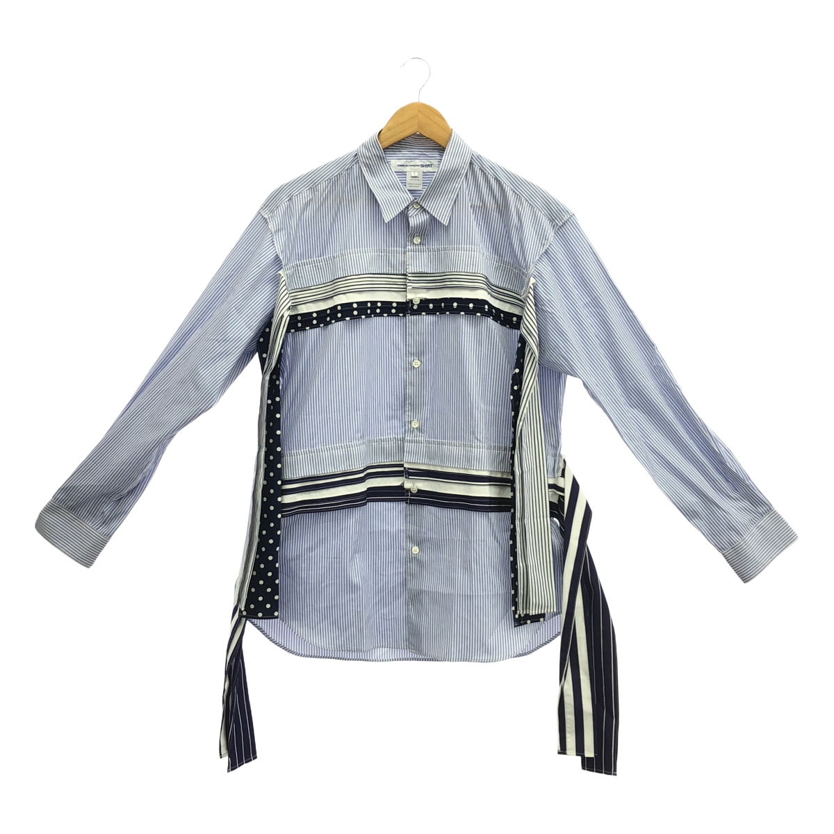 COMME des GARCONS SHIRT / コムデギャルソンシャツ コットン 変形 ストライプ ドット オーバー シャツ ブラウス