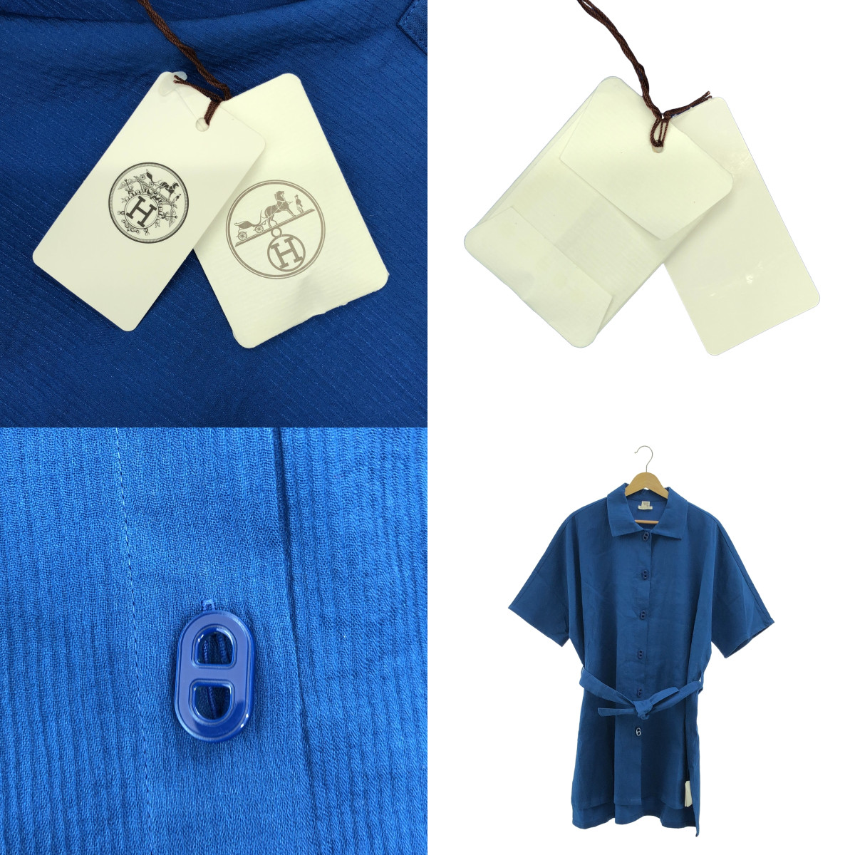 HERMES / エルメス ベルテッド シェーヌダンクル スリット オーバー ワンピース