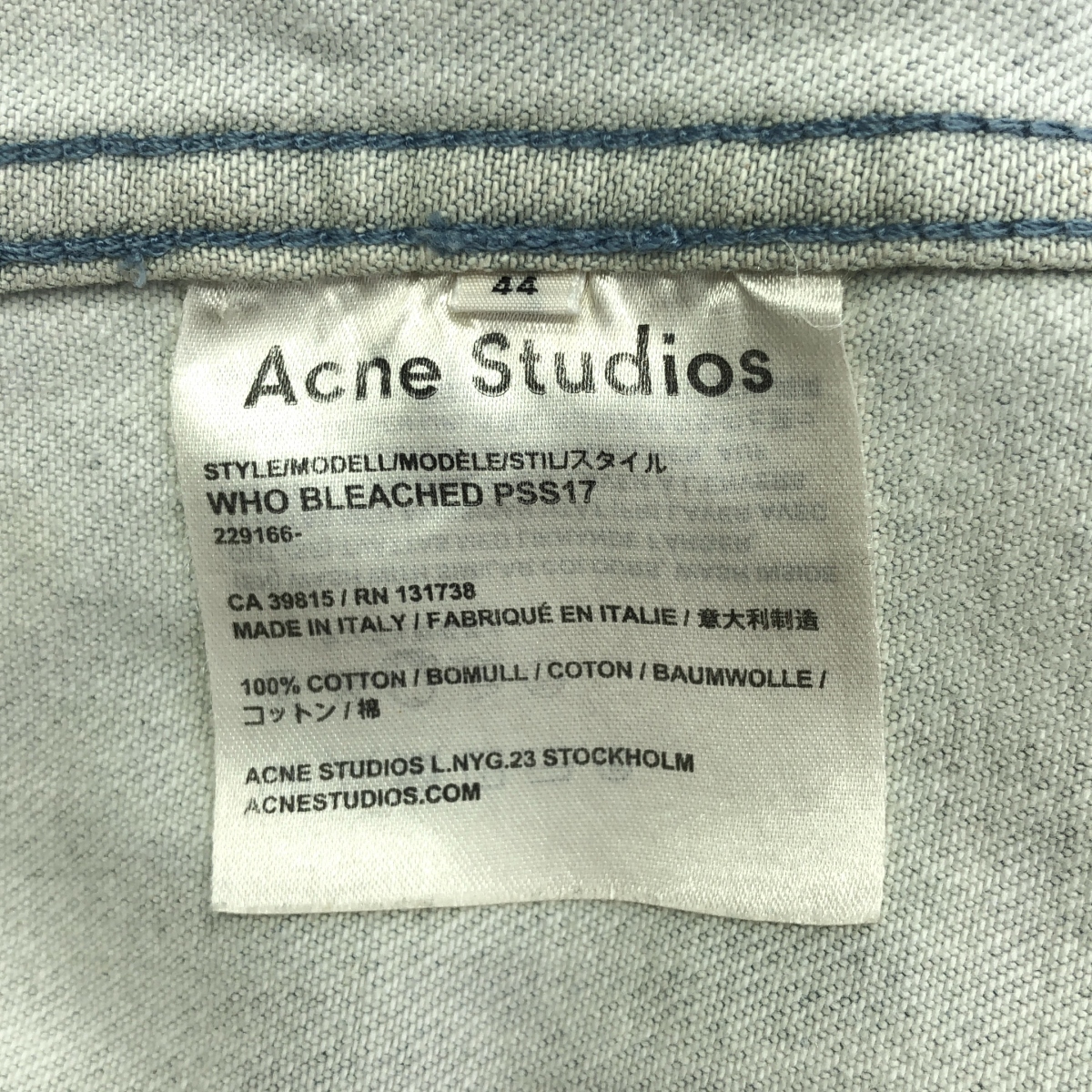 Acne Studios / アクネストゥディオズ WHO BLEACHED 3rdタイプ デニム トラッカー ジャケット