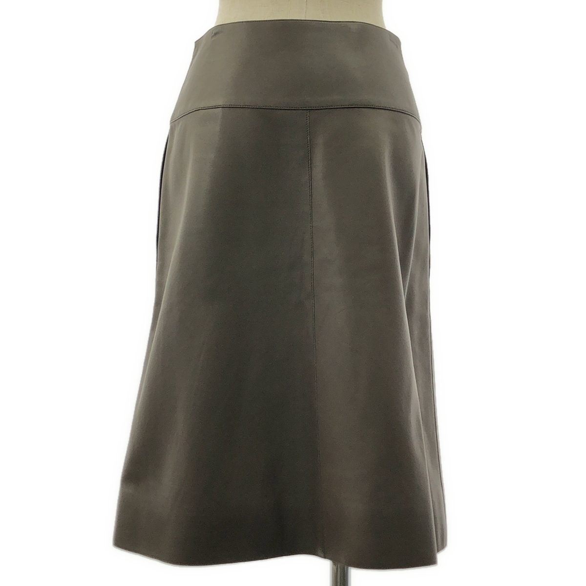 HERMES / エルメス ゴルチエ期 羊革 ラムレザー ロゴボタン フック式 ラップ スカート / 総裏地