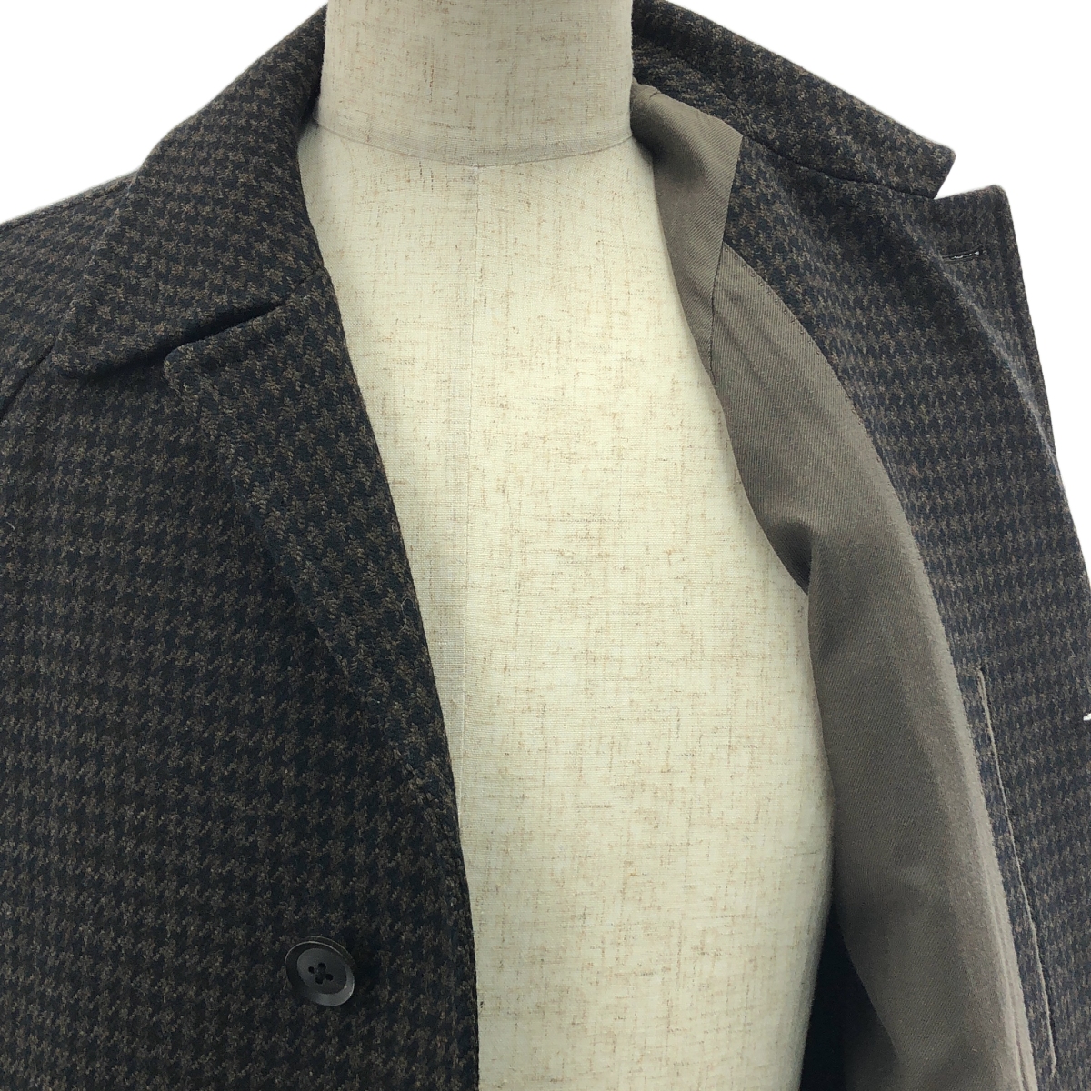 RING JACKET / リングジャケット ハウンドトゥース ウール チェスターコート