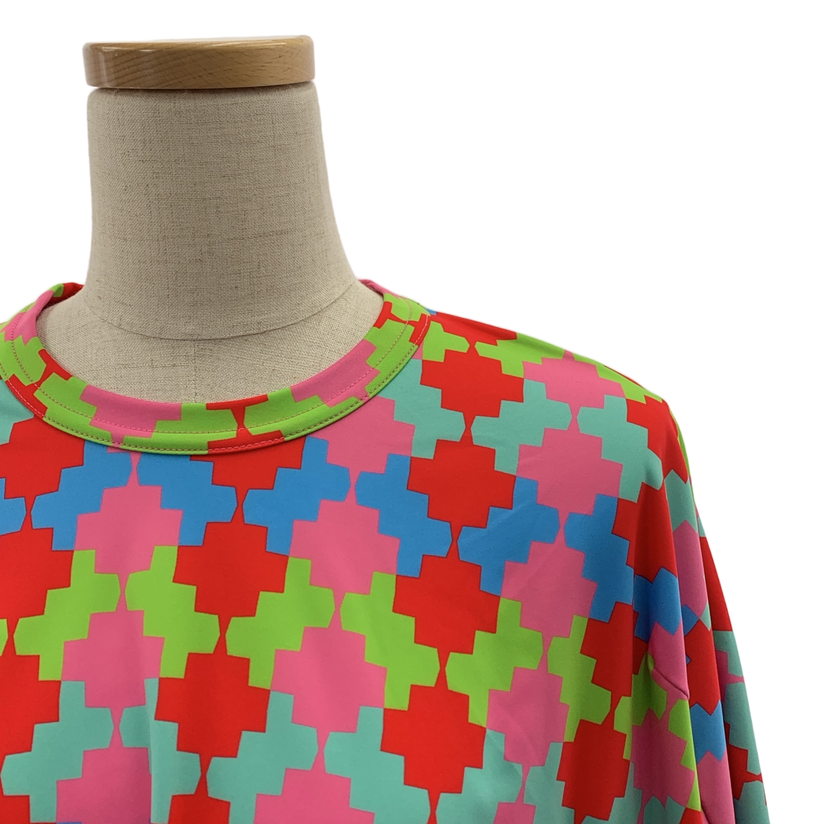 COMME des GARCONS / コムデギャルソン ポリエステル 総柄 幾何学模様 変形 立体スリーブ プルオーバー カットソー