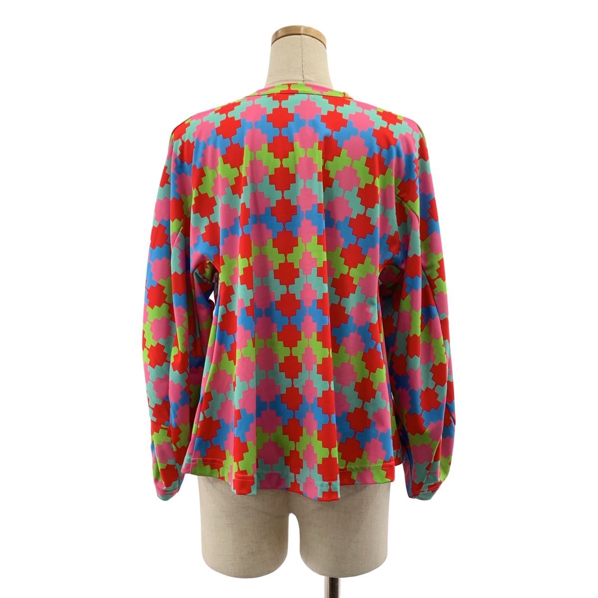 COMME des GARCONS / コムデギャルソン ポリエステル 総柄 幾何学模様 変形 立体スリーブ プルオーバー カットソー