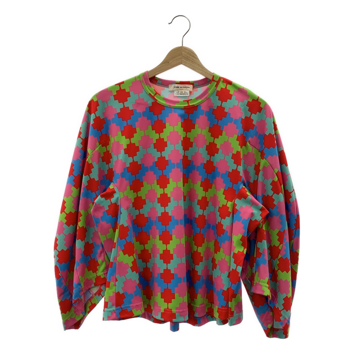 COMME des GARCONS / コムデギャルソン ポリエステル 総柄 幾何学模様 変形 立体スリーブ プルオーバー カットソー
