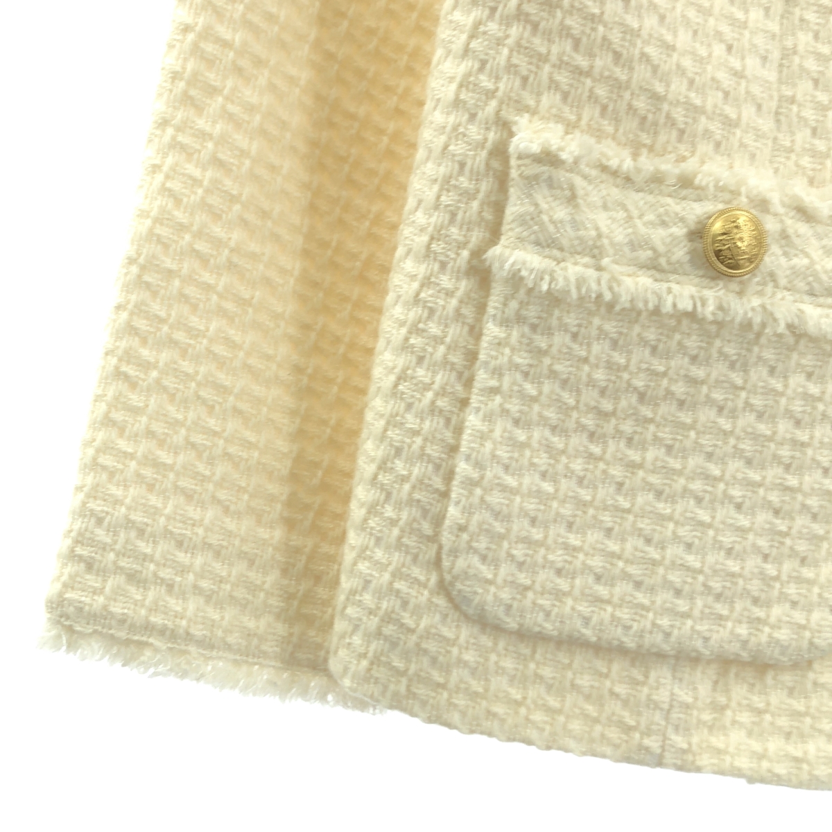 その他 ウール フリンジ ノーカラージャケット