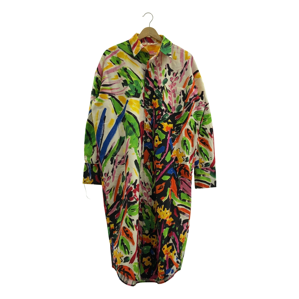 MARNI / マルニ 総柄 オーバーシルエット カットオフ シャツ ワンピース