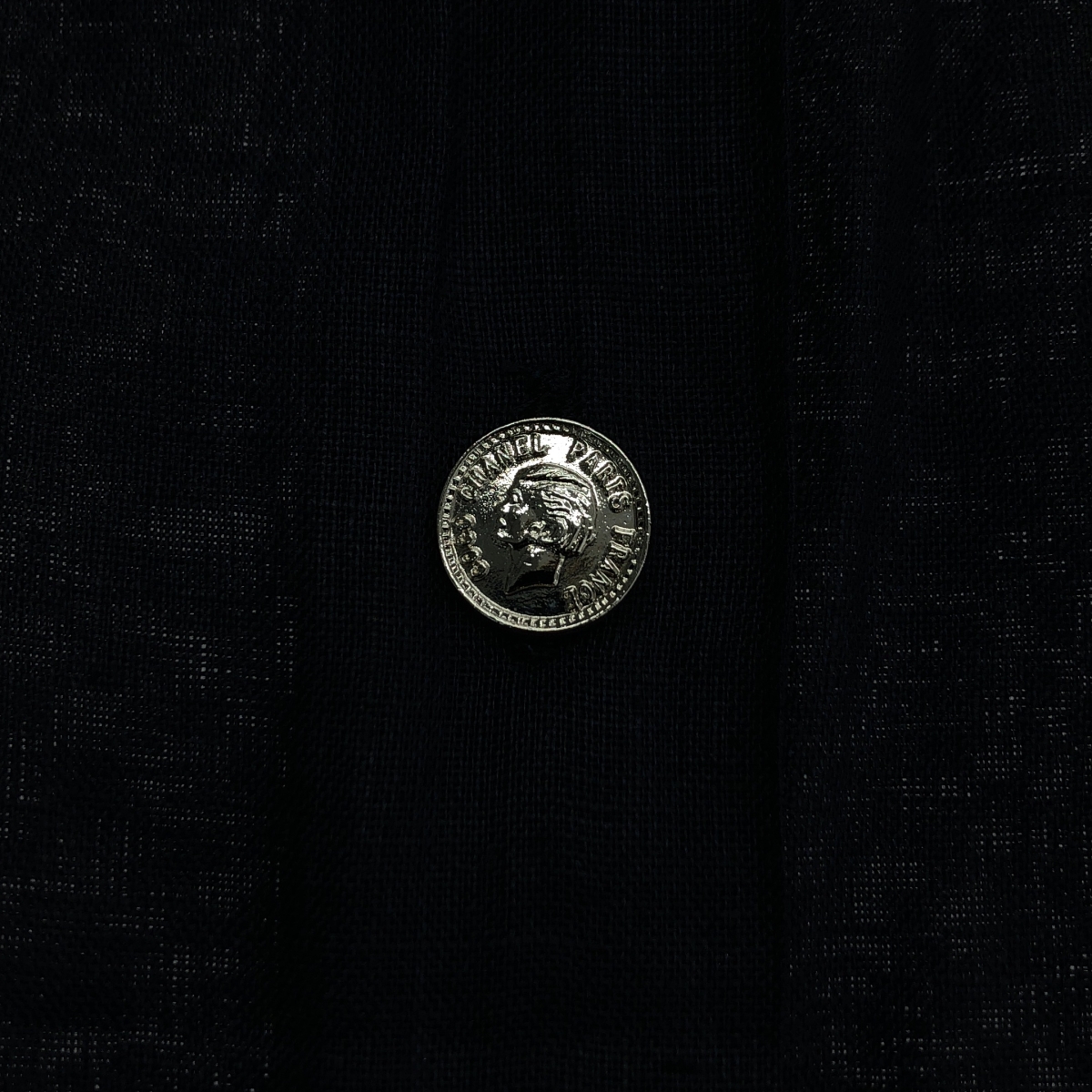 CHANEL / シャネル ココマークボタン リネン ギャザーオーバーサイズ シャツ