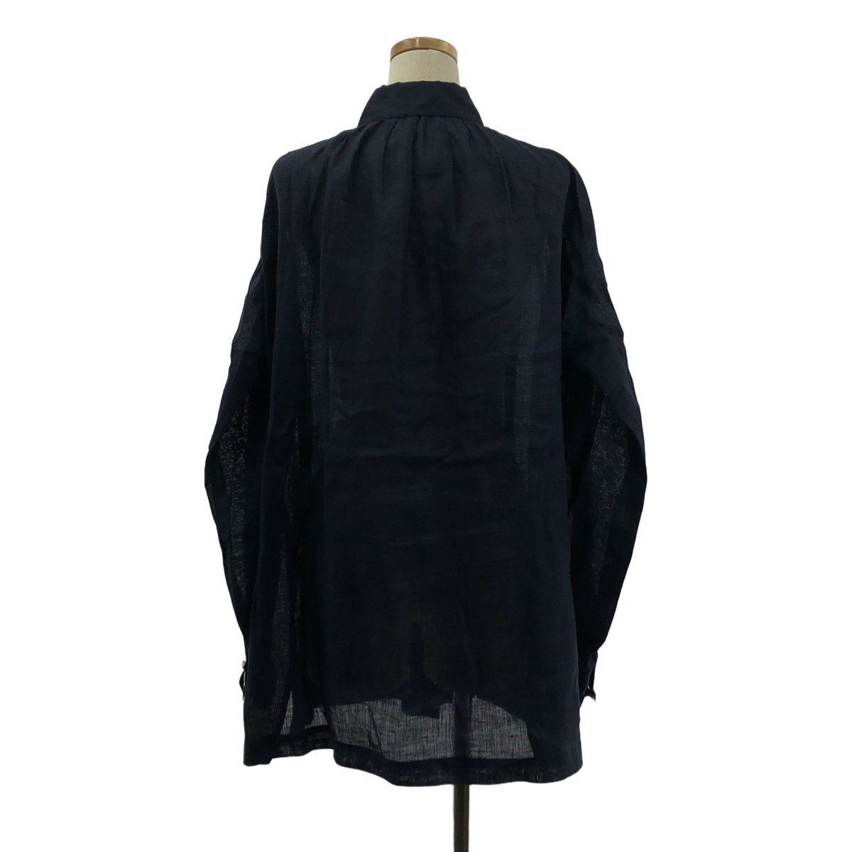 CHANEL / シャネル ココマークボタン リネン ギャザーオーバーサイズ シャツ