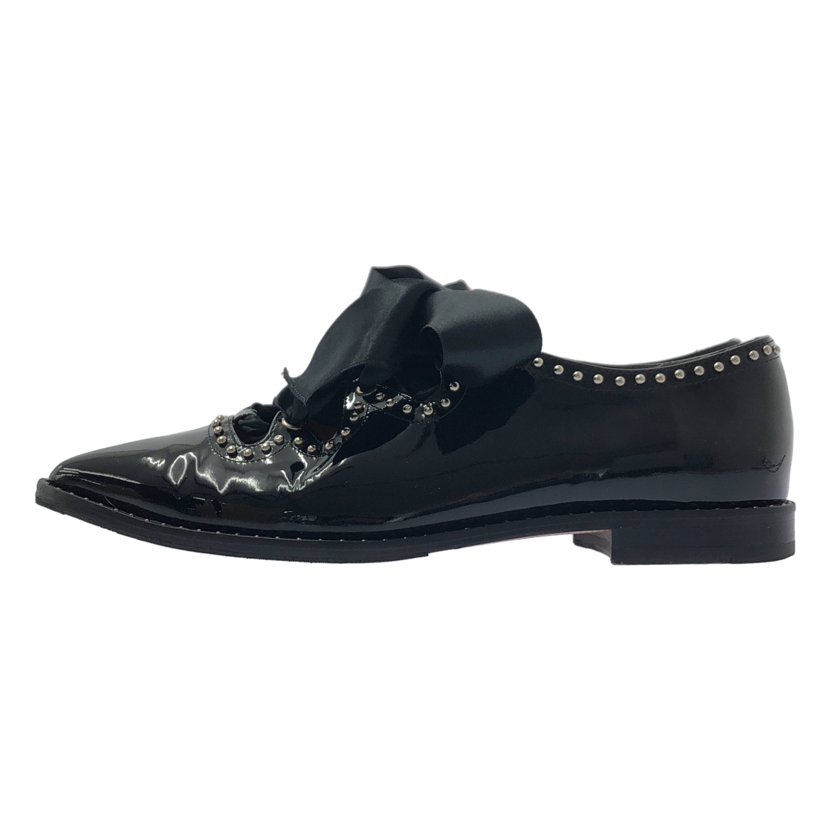 J&M DAVIDSON / ジェイアンドエムデヴィッドソン パテントレザー リボン スタッズ レースアップシューズ