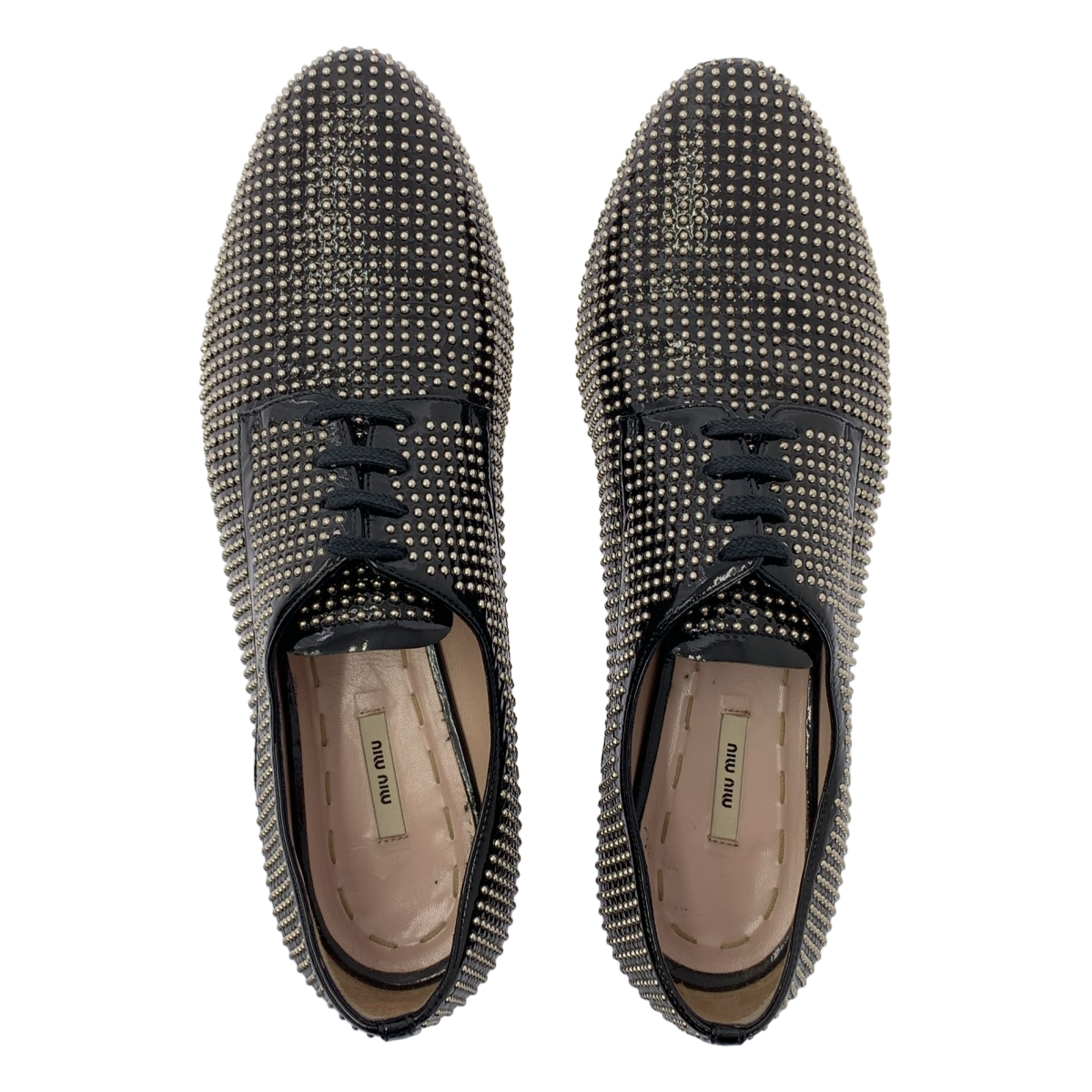 miu miu / ミュウミュウ レザー スタッズ レースアップ ドレスシューズ