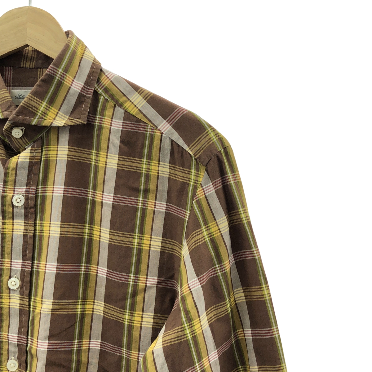 Salvatore Piccolo / サルバトーレピッコロ ホリゾンタルカラー コットン チェック シャツ