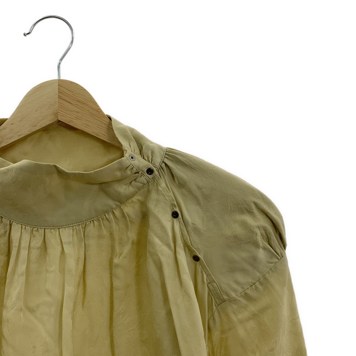 PHOTOCOPIEU / フォトコピュー ボトルネック ジャガード ギャザー ブラウス