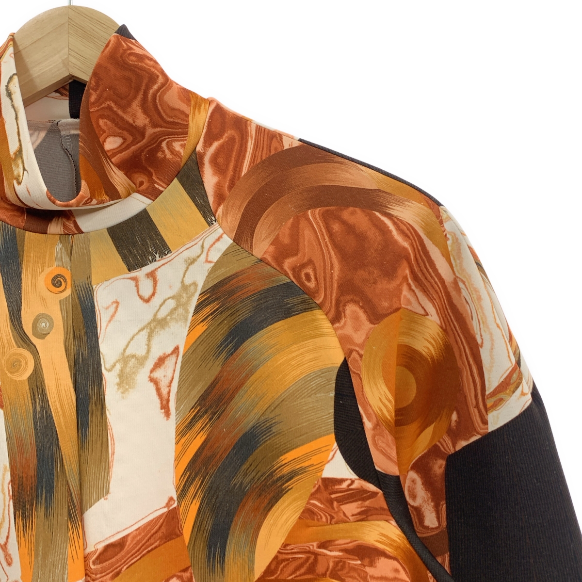 Mame Kurogouchi / マメクロゴウチ Marble Print High Neck Jersey Top マーブルプリント ハイネック トップス