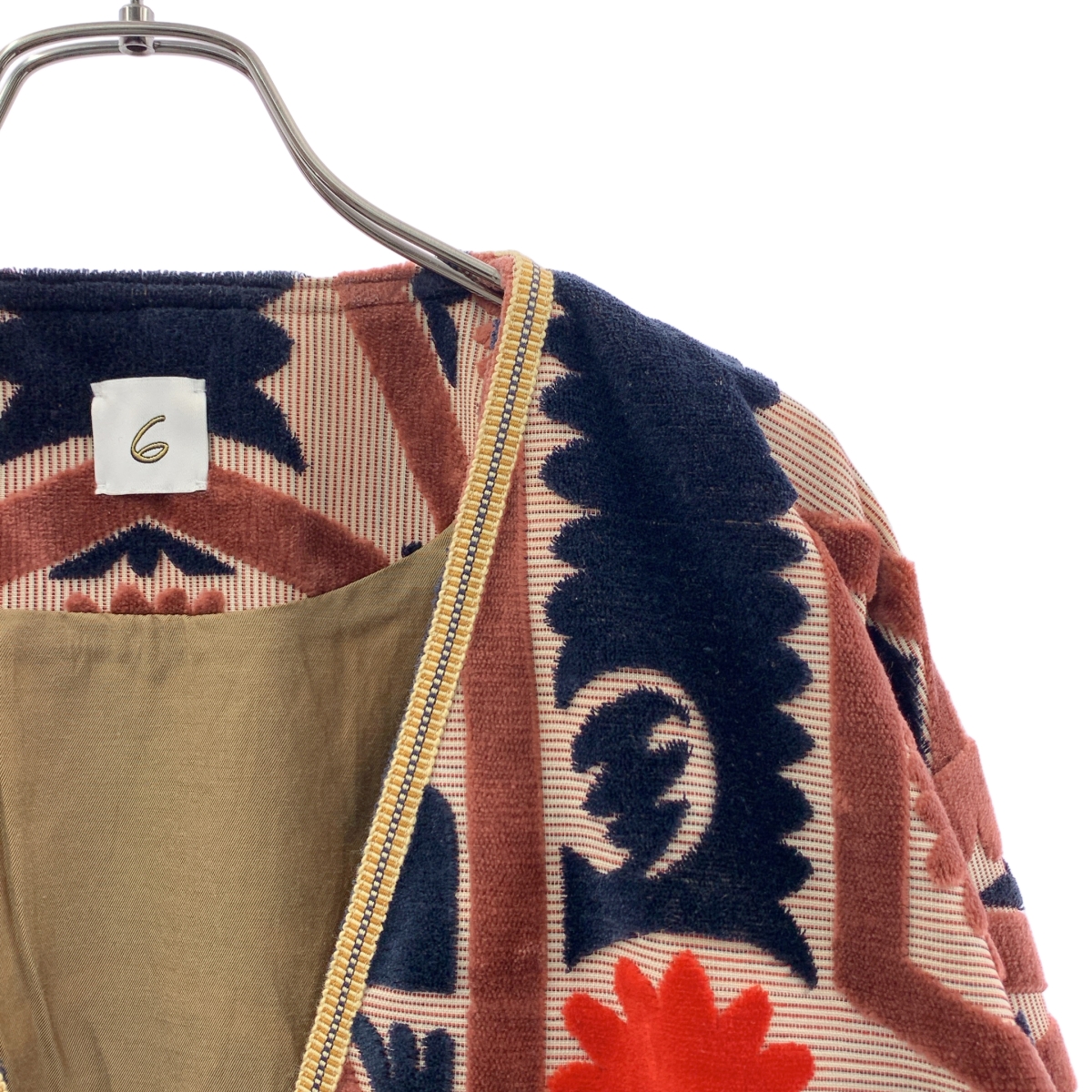 6(ROKU) / ロク PILE CUT JACQUARD JACKET ノーカラー ジャケット