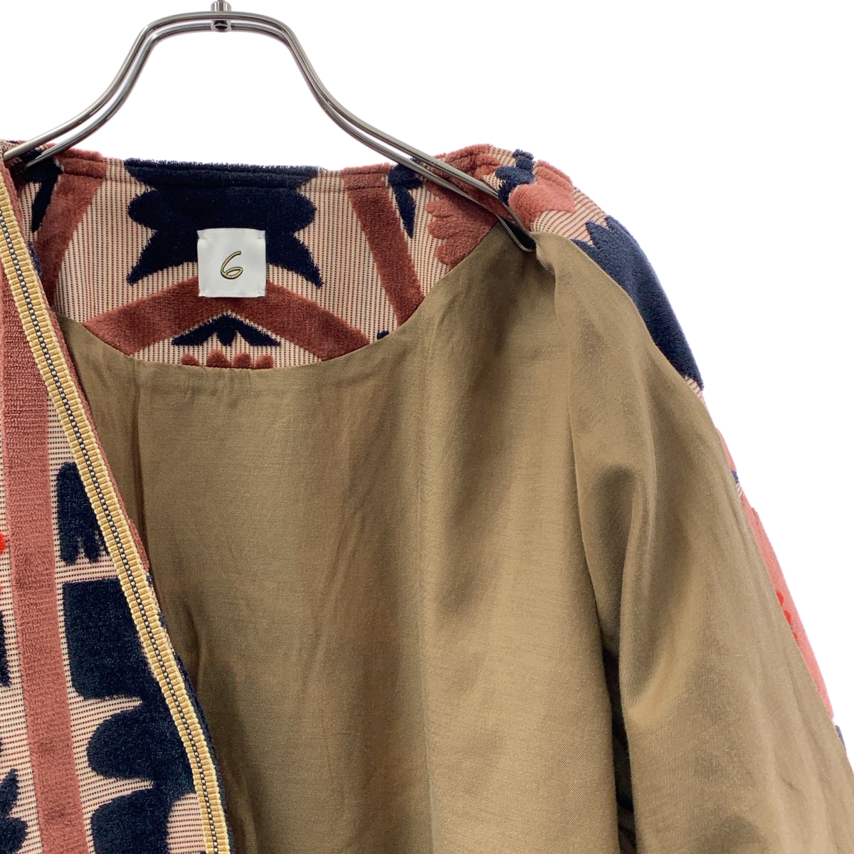 6(ROKU) / ロク PILE CUT JACQUARD JACKET ノーカラー ジャケット