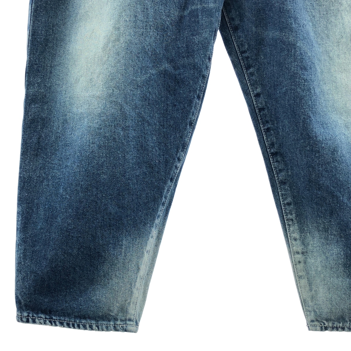 mina perhonen / ミナペルホネン always / オールウェイズ ダメージ加工 レザーパッチ ワイド デニムパンツ