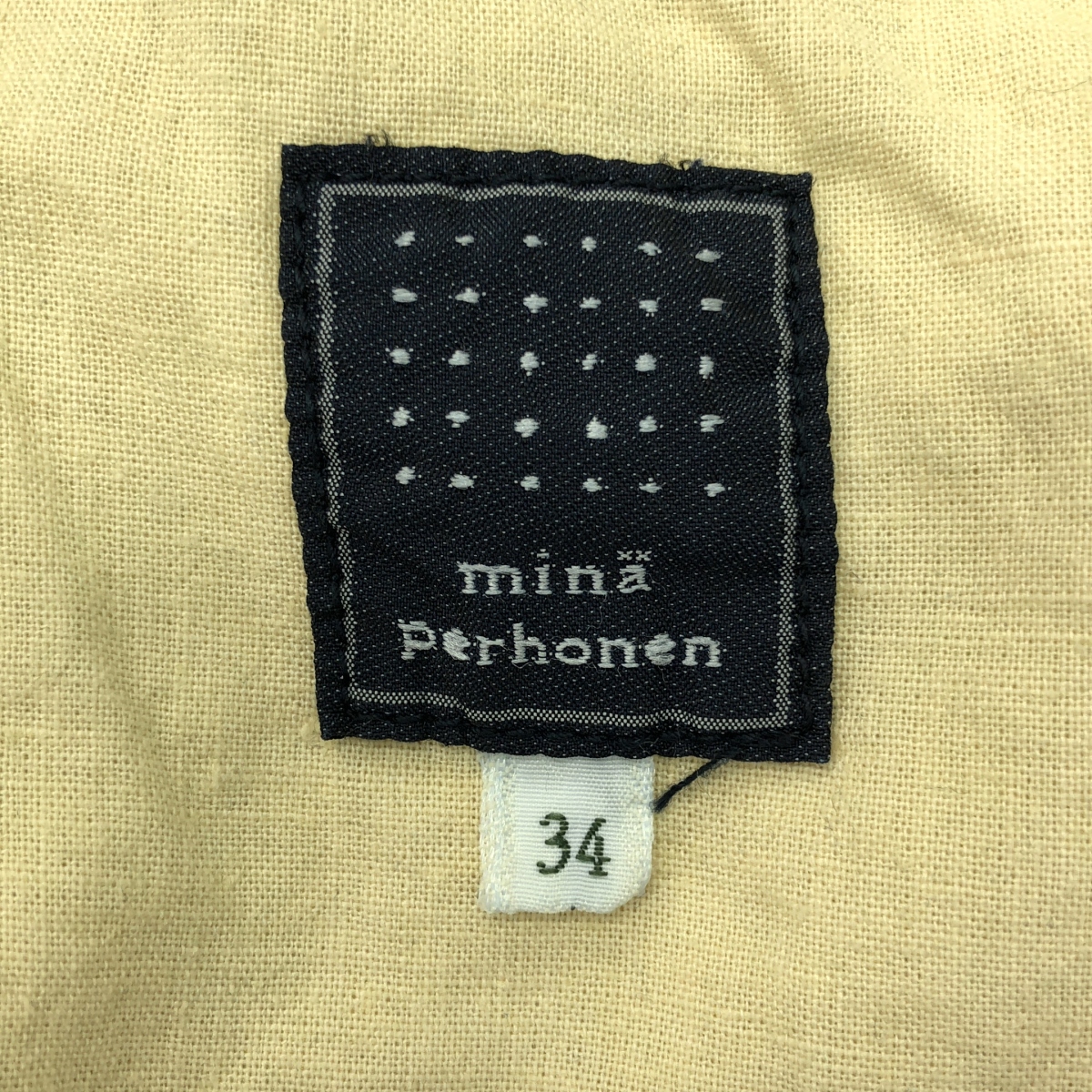 mina perhonen / ミナペルホネン always / オールウェイズ ダメージ加工 レザーパッチ ワイド デニムパンツ