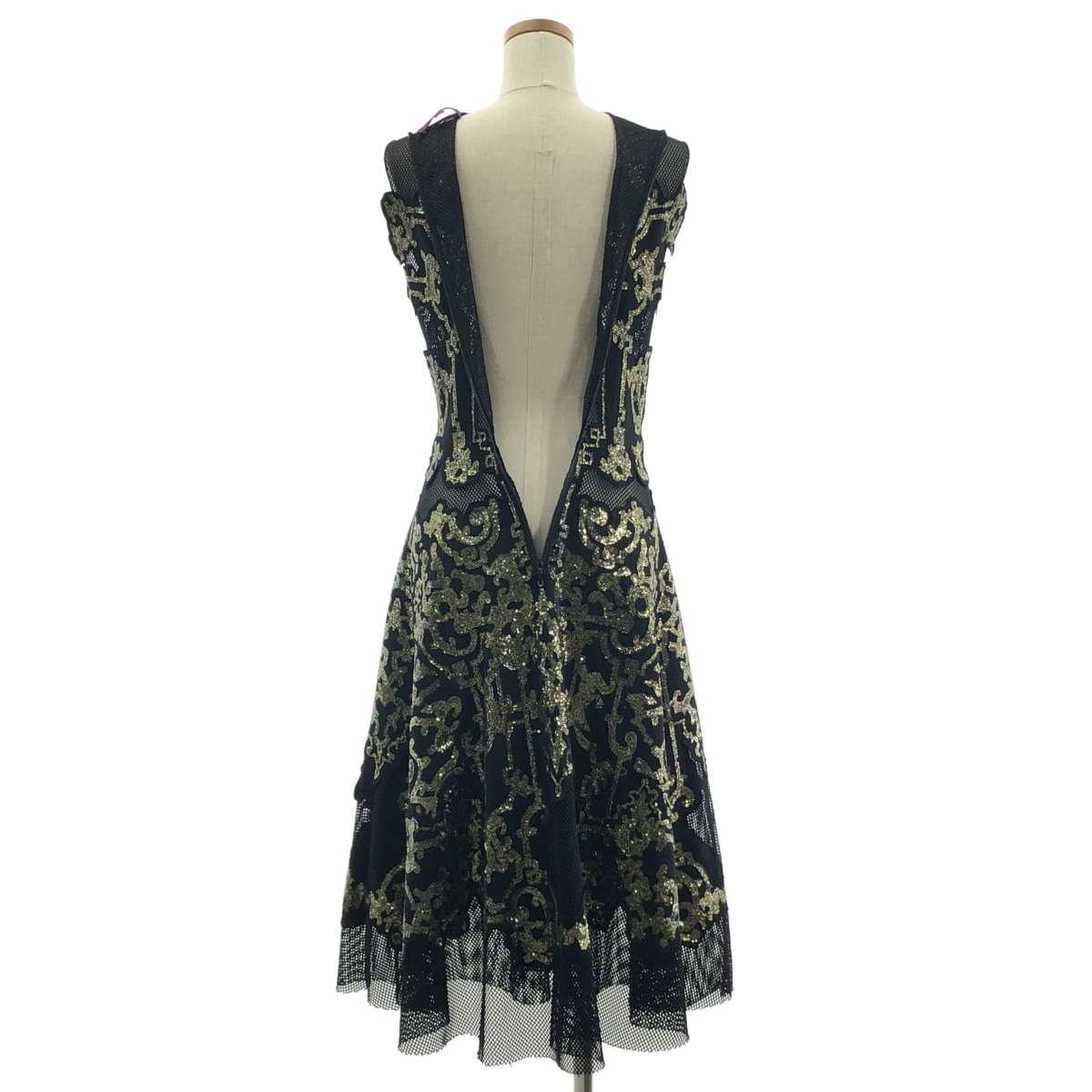 VIVIENNE TAM / ヴィヴィアンタム スパンコールデザイン ノースリーブ メッシュ ワンピース