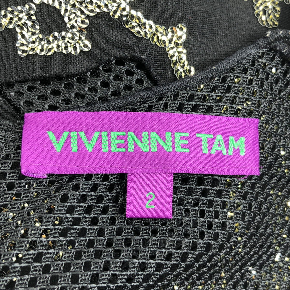 VIVIENNE TAM / ヴィヴィアンタム スパンコールデザイン ノースリーブ メッシュ ワンピース