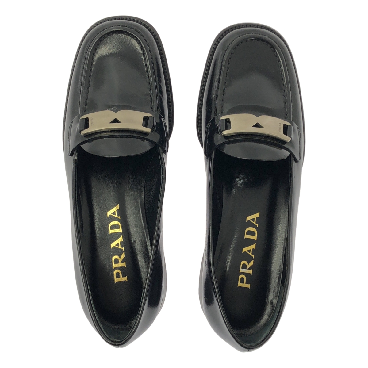 PRADA / プラダ ロゴプレート スクエアトゥ ローファー シューズ