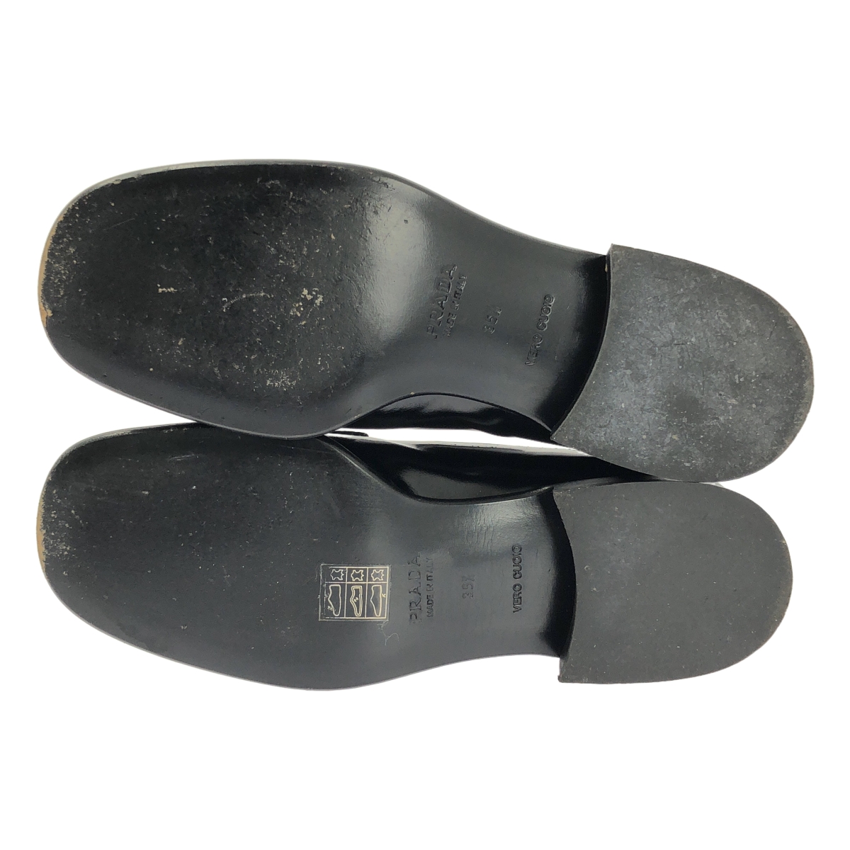 PRADA / プラダ ロゴプレート スクエアトゥ ローファー シューズ