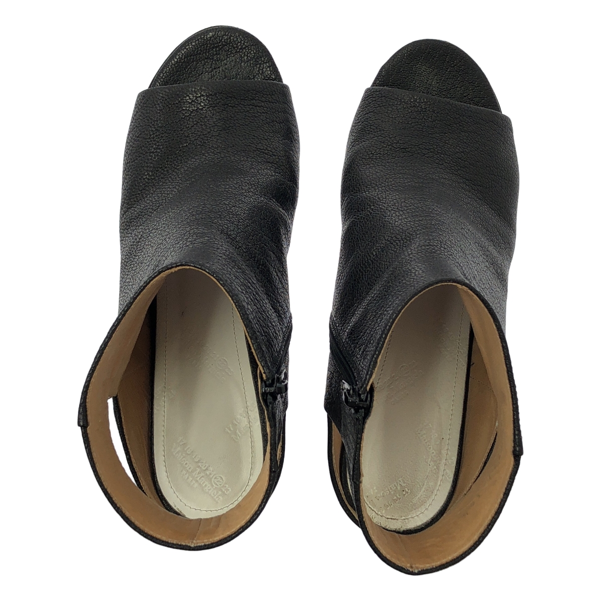 Maison Margiela / メゾンマルジェラ レザー オープントゥ チャンキーヒール サイドジップ サンダル ブーティ