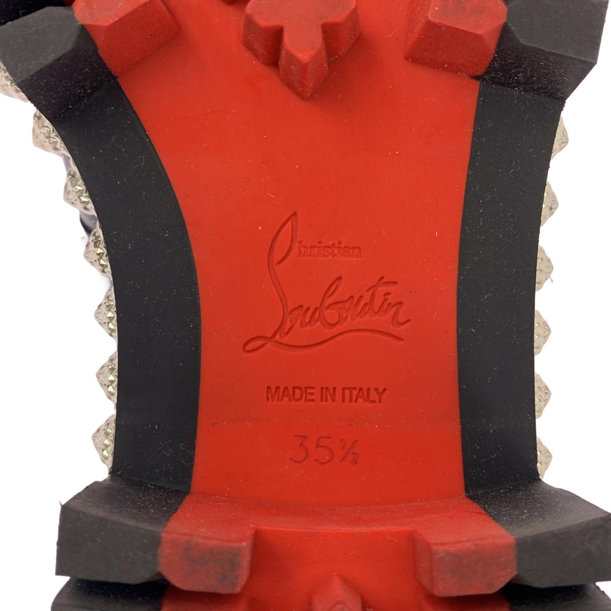 Christian Louboutin / クリスチャンルブタン YETI DONNA FLAT ファー スパイク スタッズ レースアップブーツ