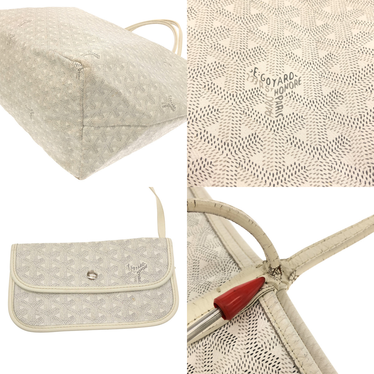 GOYARD / ゴヤール サンルイ PM / ポーチ付き レザー 総柄 ロゴ トートバッグ / ユニセックス