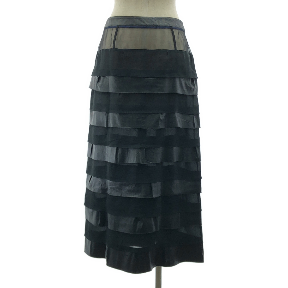 KOCHE / コシェ シフォン フェイクレザー ティアード ロングスカート