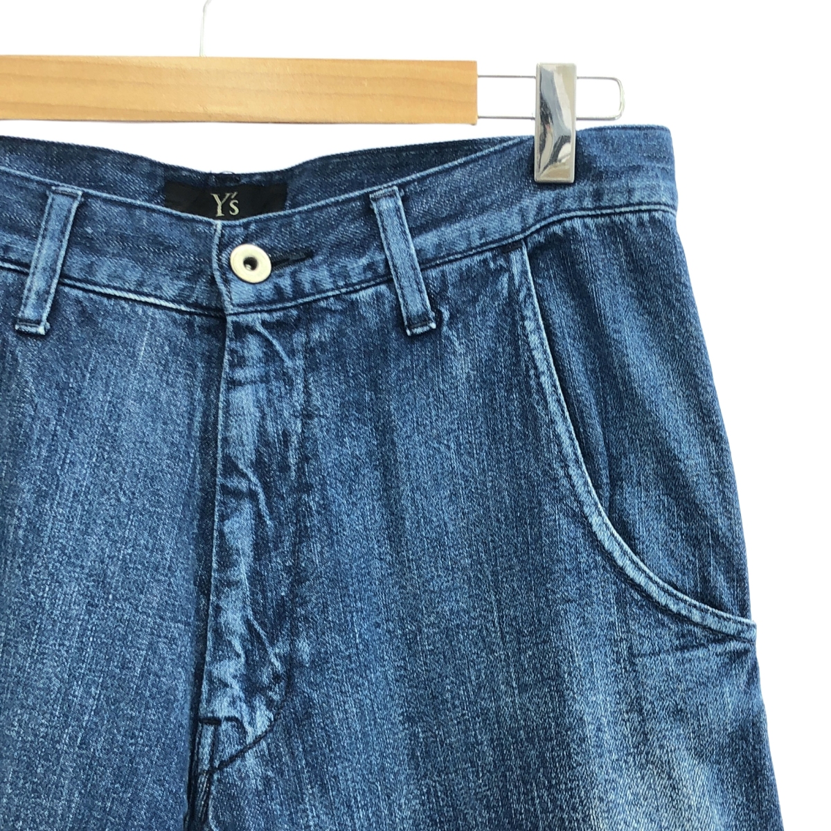 Y's / ワイズヨウジヤマモト ダメージ加工 バイカラー ワイド デニムパンツ