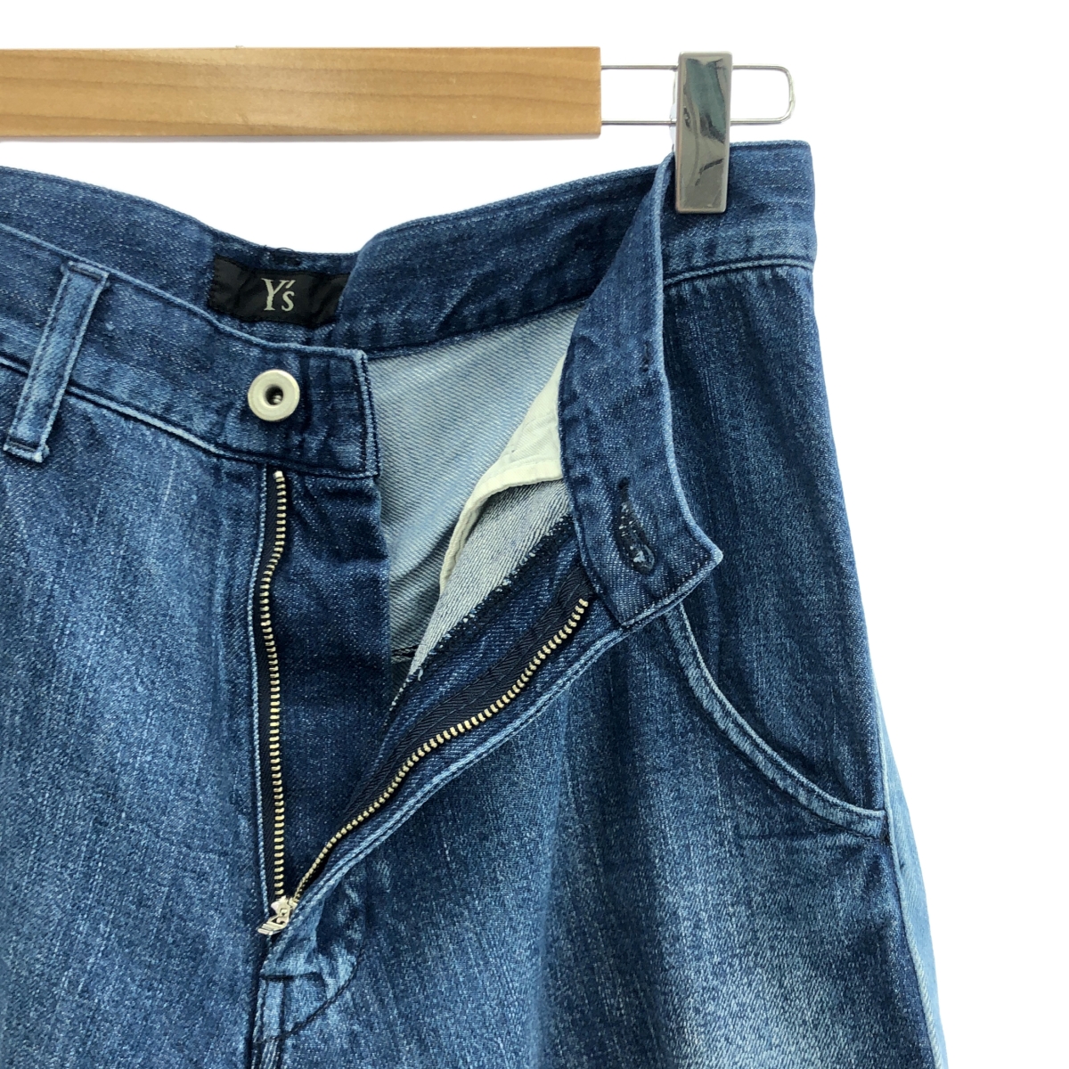 Y's / ワイズヨウジヤマモト ダメージ加工 バイカラー ワイド デニムパンツ