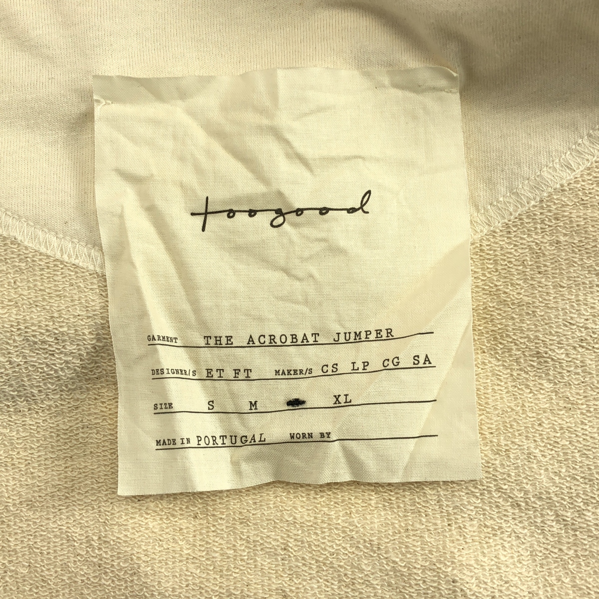 TOOGOOD / トゥーグッド THE ACROBAT JUMPER クルーネックスウェット