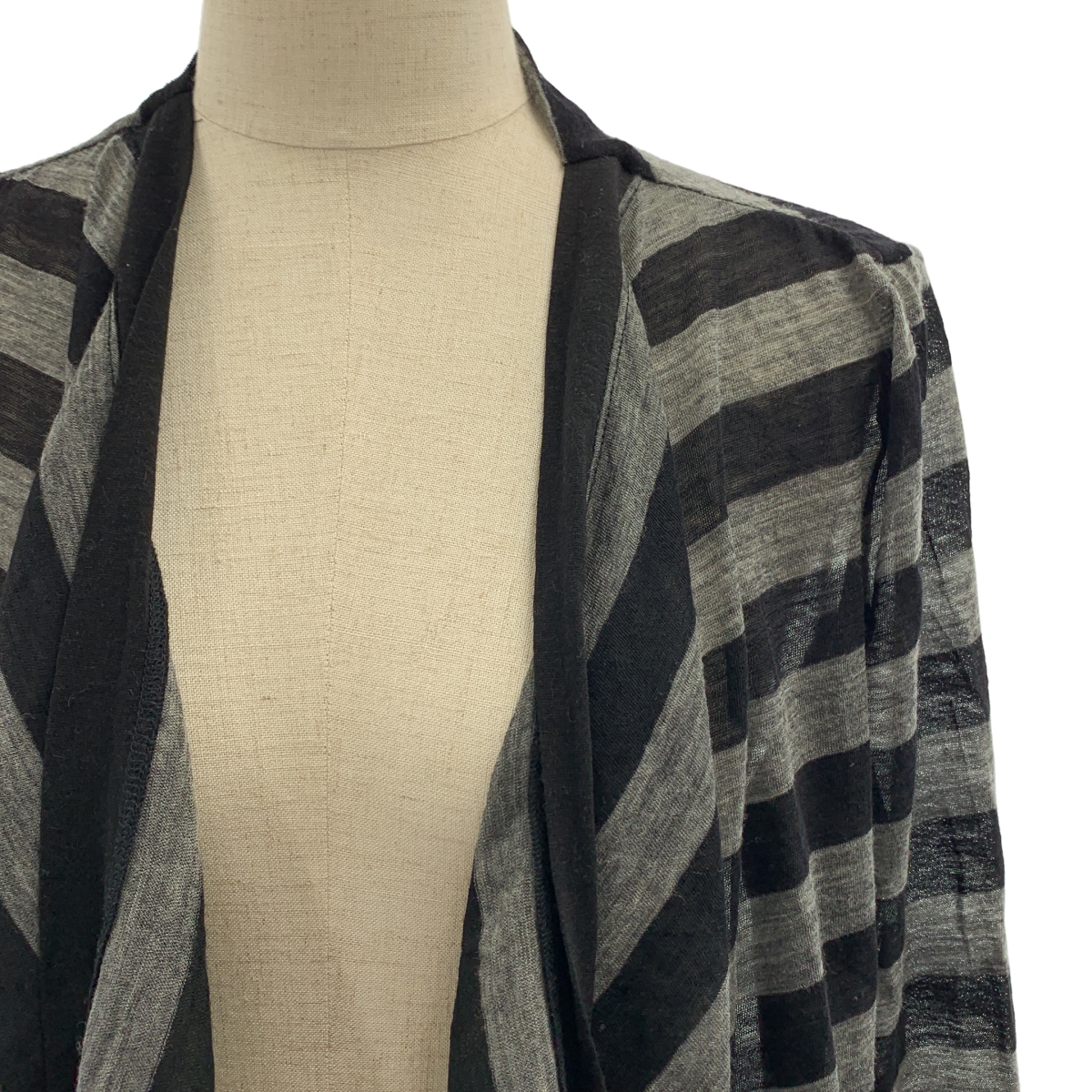 HELMUT LANG / ヘルムートラング ボーダー 変形 ボタンレス カーディガン