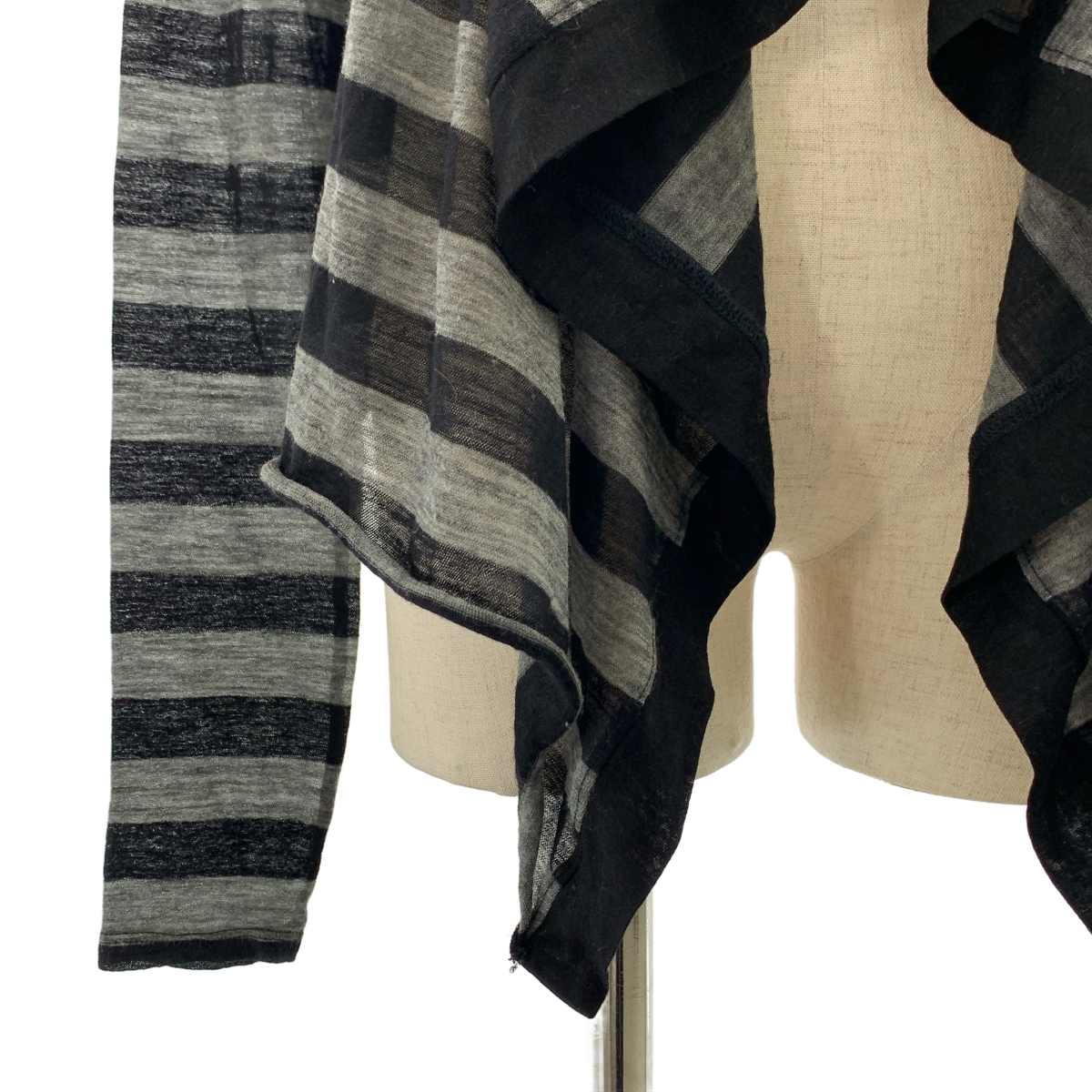 HELMUT LANG / ヘルムートラング ボーダー 変形 ボタンレス カーディガン