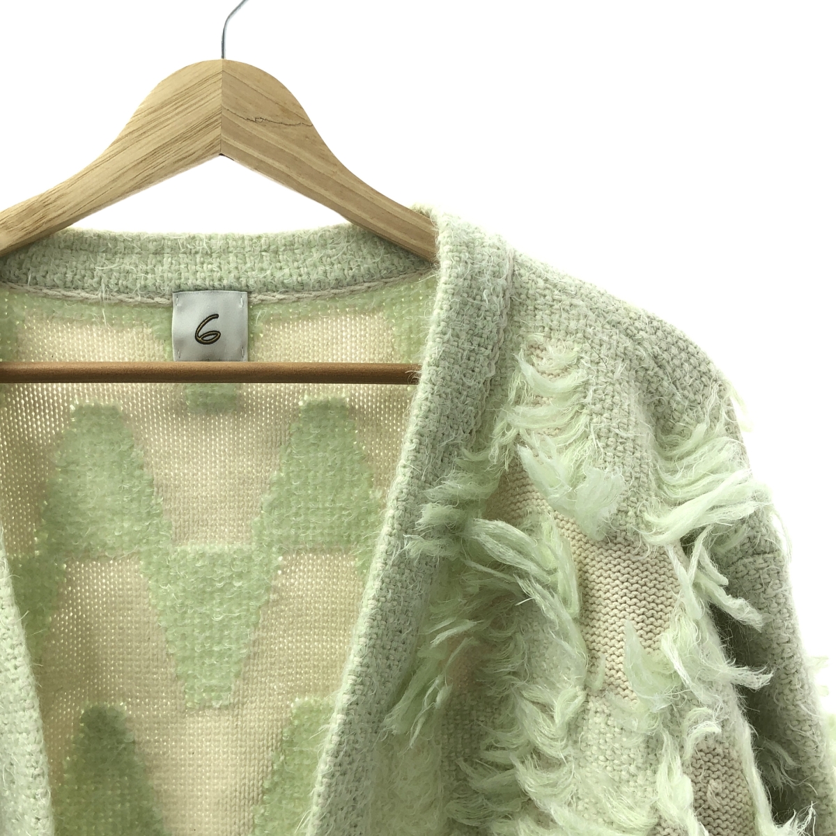 6(ROKU) / ロク フリンジ ジャカード カーディガン