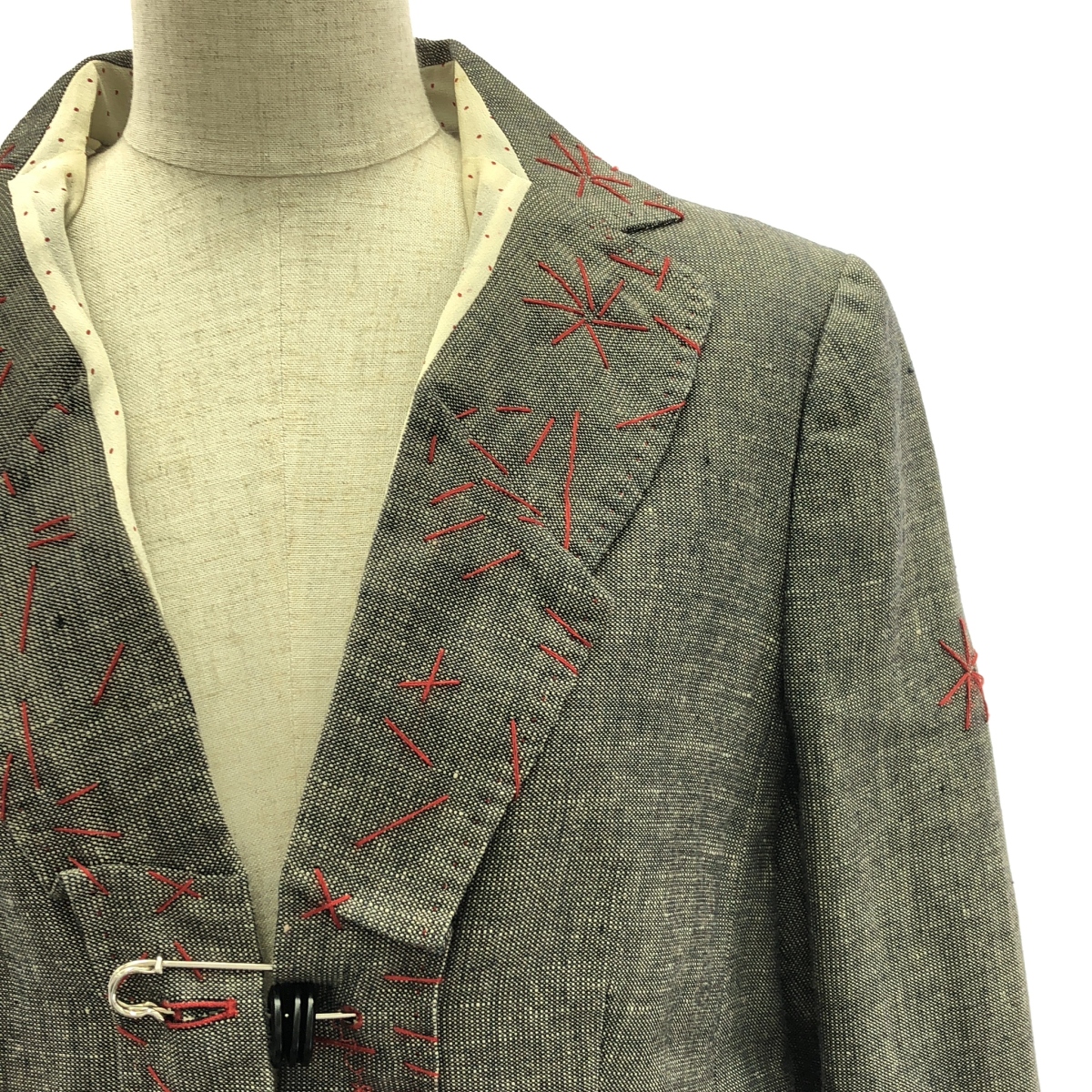 MOSCHINO / モスキーノ リネン コットン ステッチ テーラードジャケット