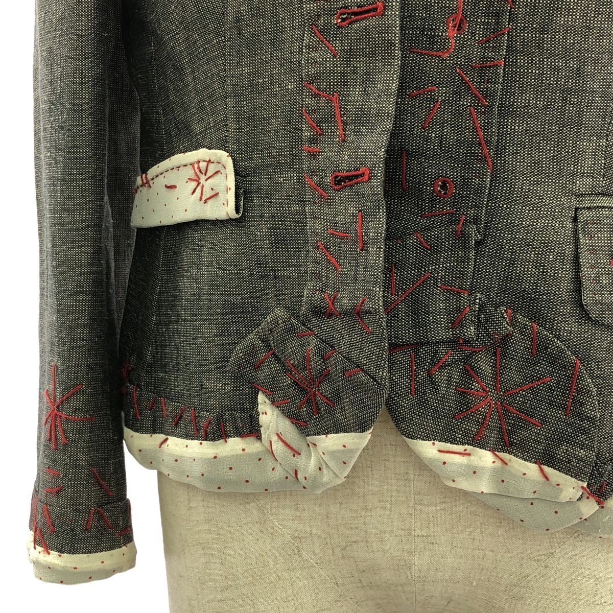 MOSCHINO / モスキーノ リネン コットン ステッチ テーラードジャケット