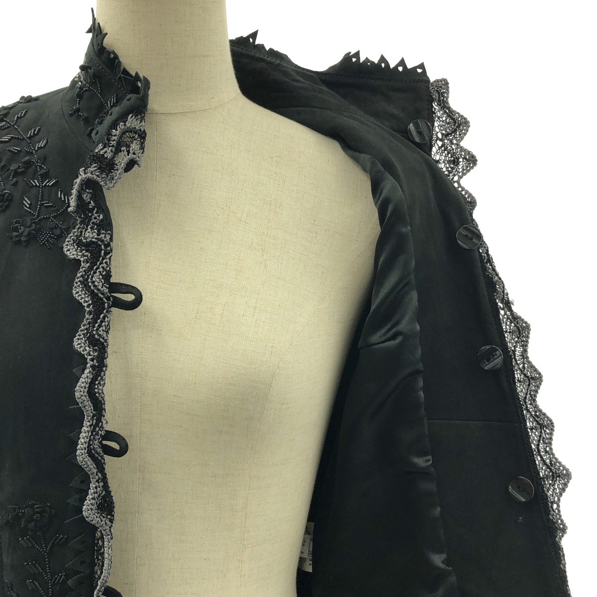 CLASS Roberto Cavalli / クラスロベルトカヴァリ レザー ビーズ レースアップ ジャケット