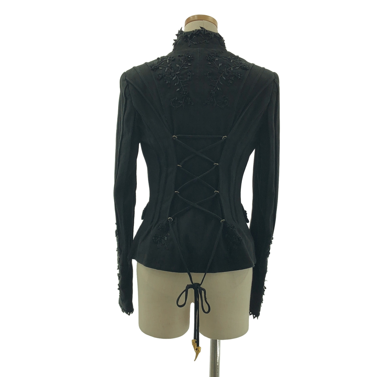 CLASS Roberto Cavalli / クラスロベルトカヴァリ レザー ビーズ レースアップ ジャケット