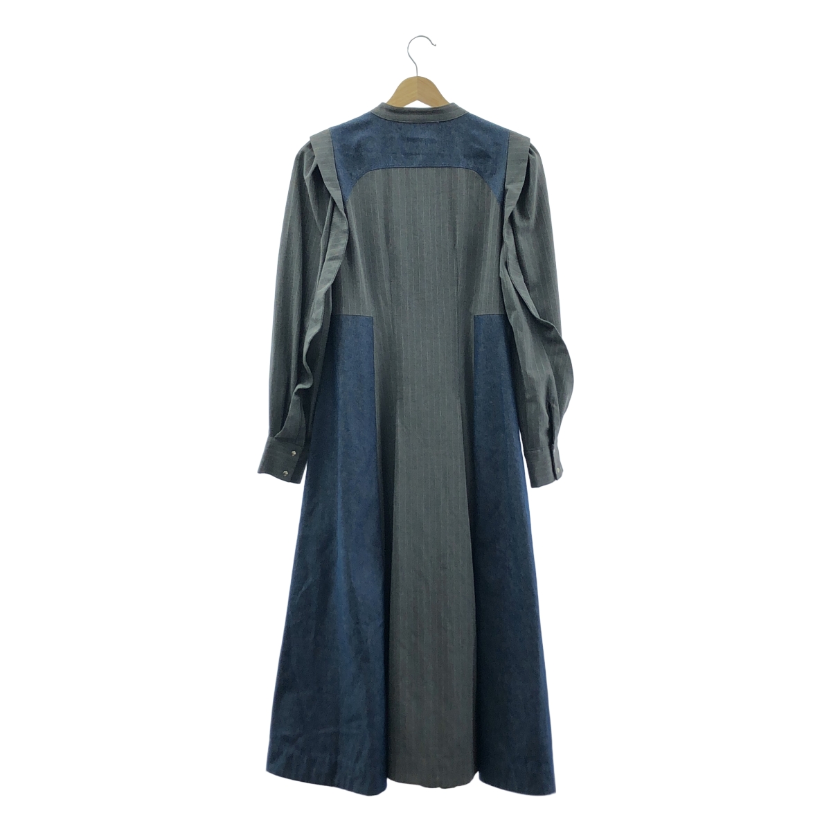 その他 デニム ドッキング バンドカラー ワンピース