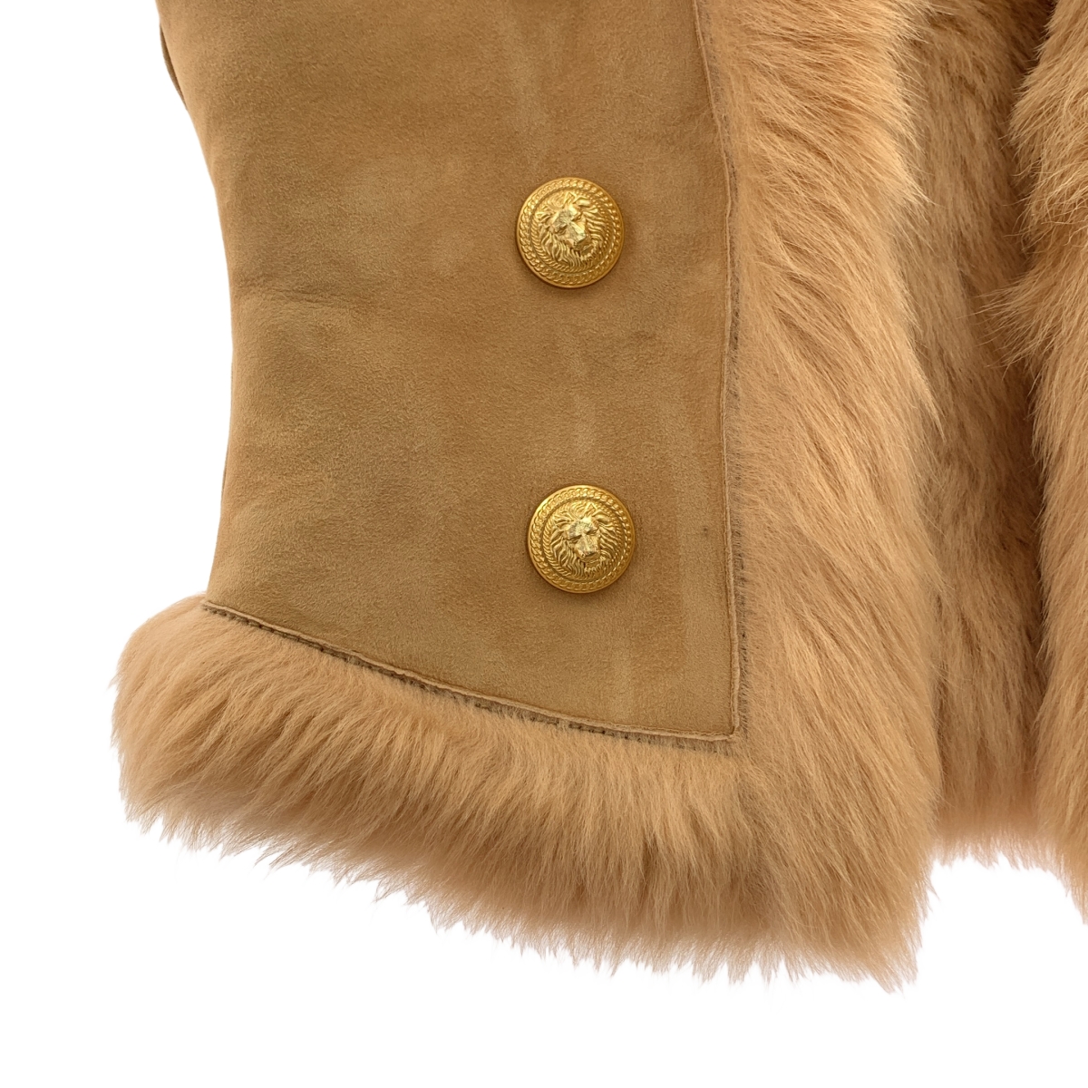 BALMAIN / バルマン ムートン 金ボタン レザー ベスト