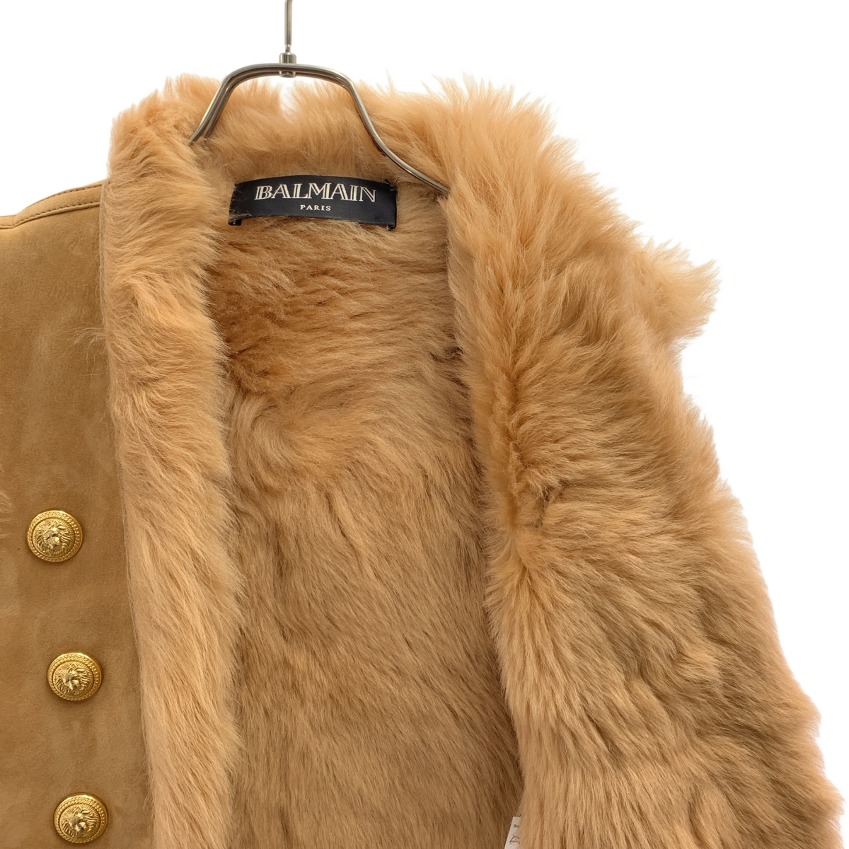 BALMAIN / バルマン ムートン 金ボタン レザー ベスト