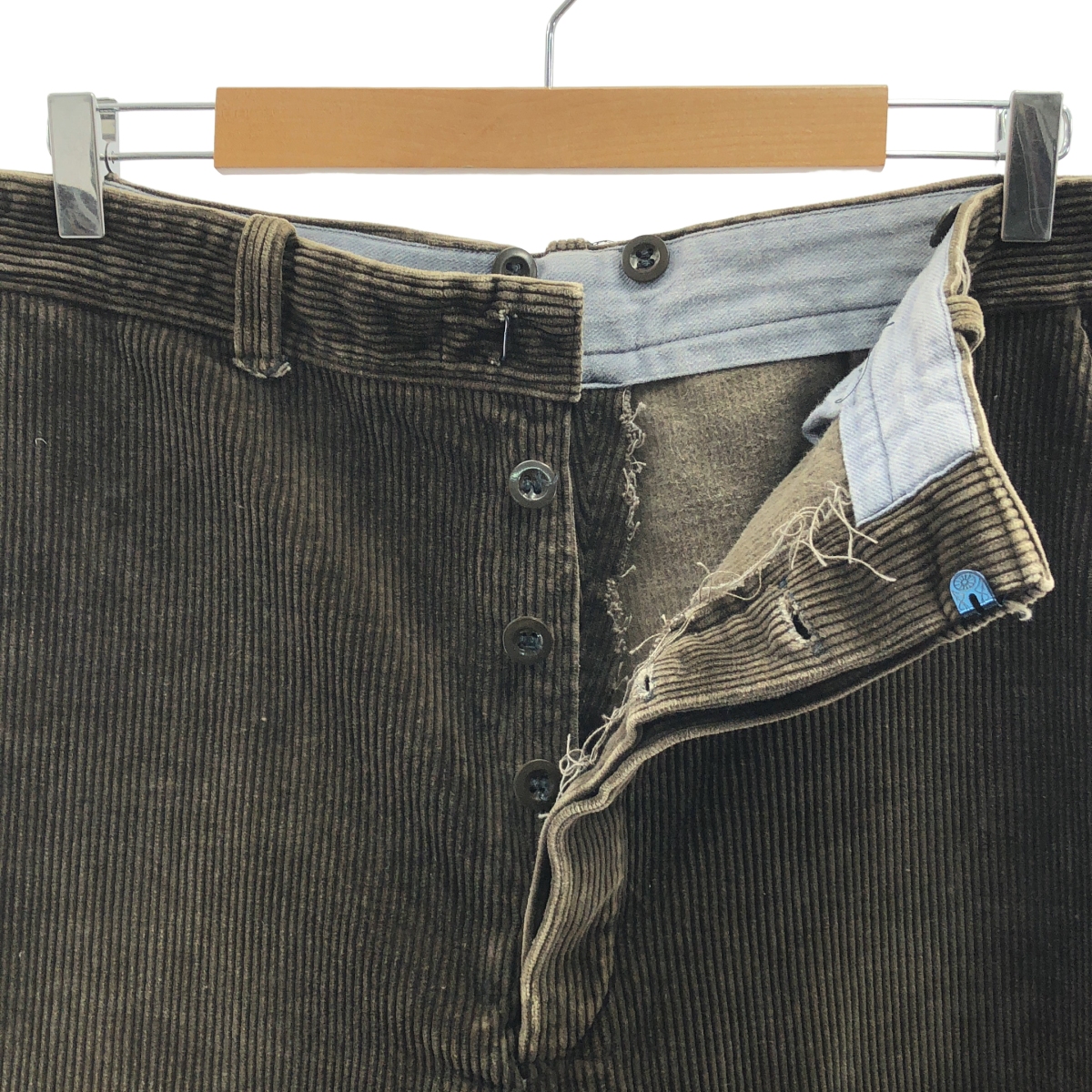 EURO VINTAGE / ユーロヴィンテージ 推定40-50s フレンチワーク サスペンダーボタン付 コーデュロイパンツ