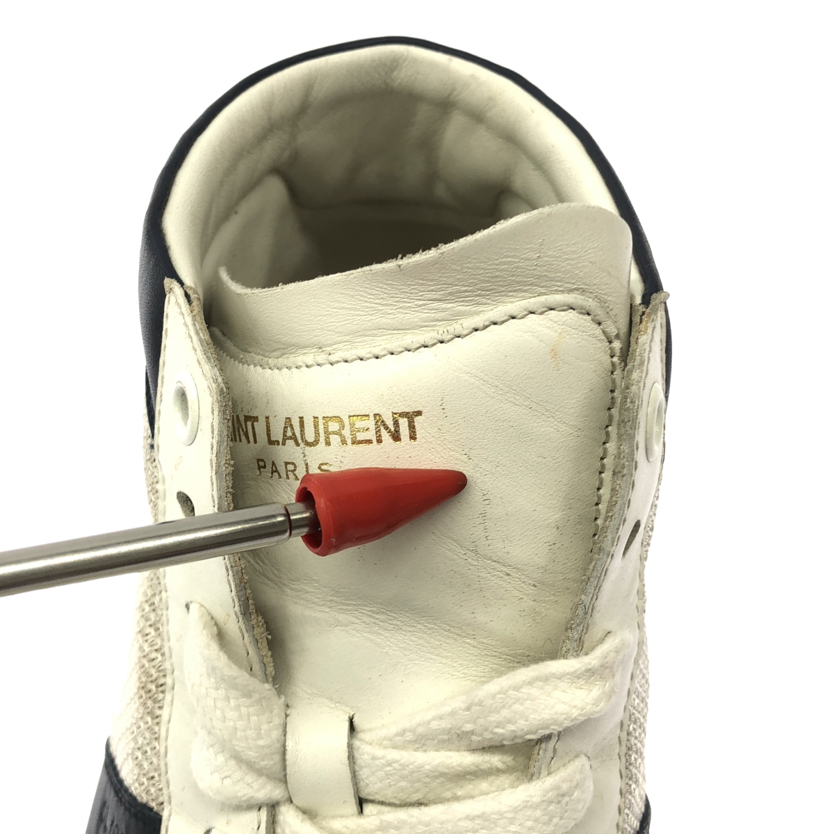 SAINT LAURENT PARIS / サンローランパリ レザー メッシュ ハイカット スニーカー