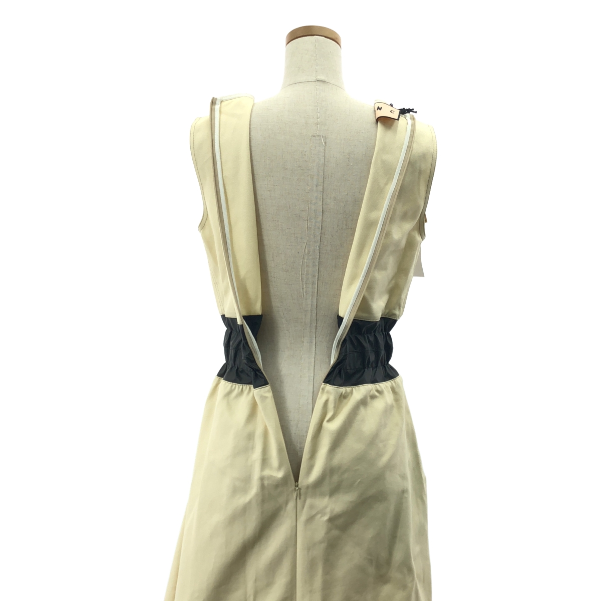 Plan C / プランシー 異素材 切替 ギャザー ポケット付き ドレス ワンピース