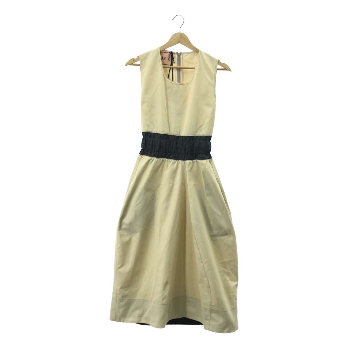 Plan C / プランシー 異素材 切替 ギャザー ポケット付き ドレス ワンピース